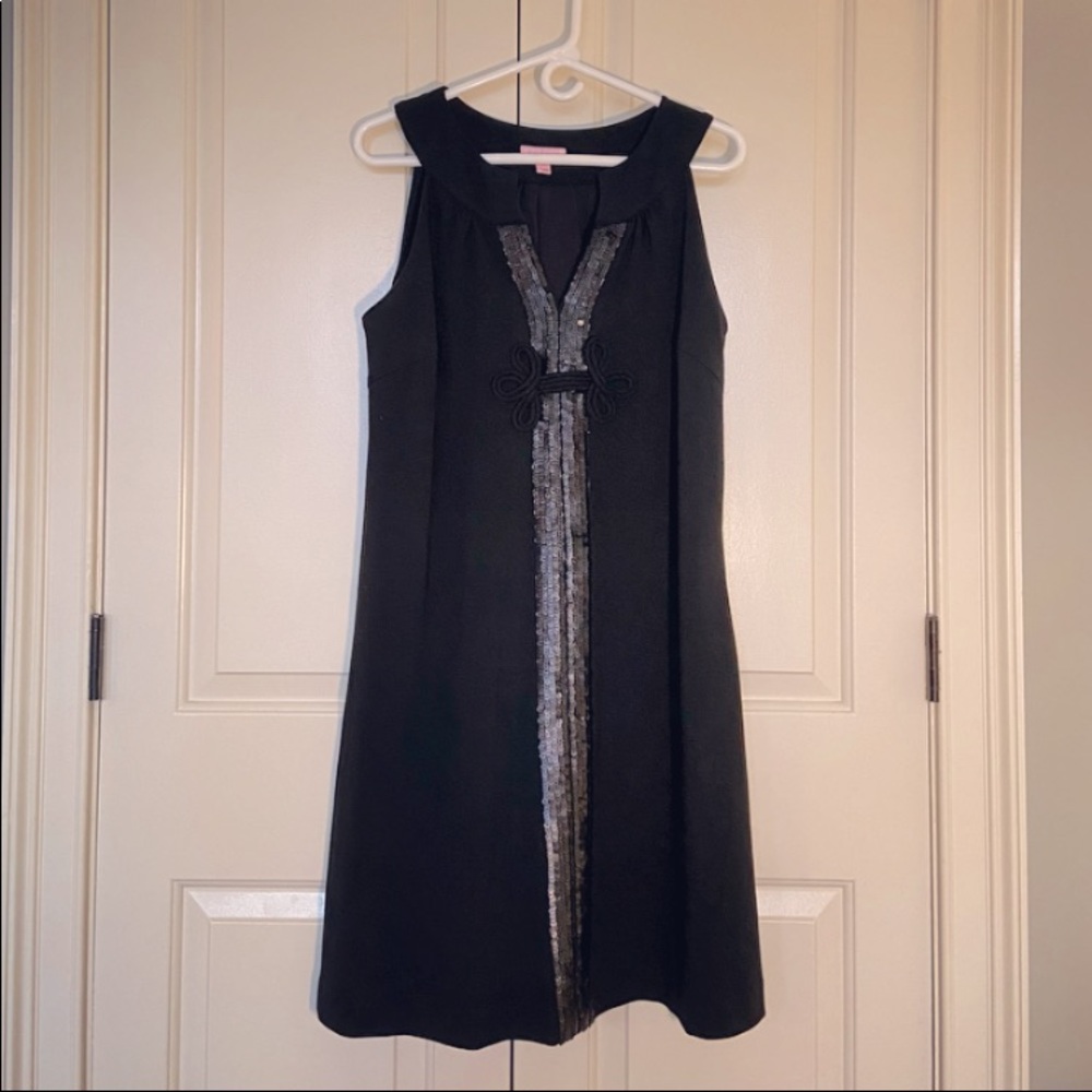 Lilly Pulitzer black sleeveless dress w/ sequin embellishments (Size 14)